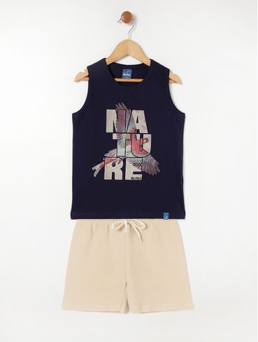 Conjunto Curto Infantil- Azul Marinho