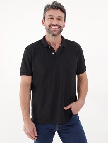 Polo Manga Curta Vilejack Masculina Preto