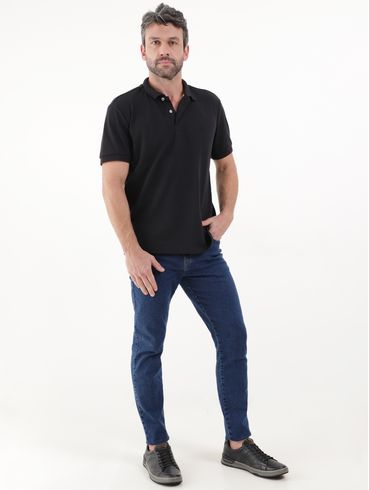 Polo Manga Curta Vilejack Masculina Preto