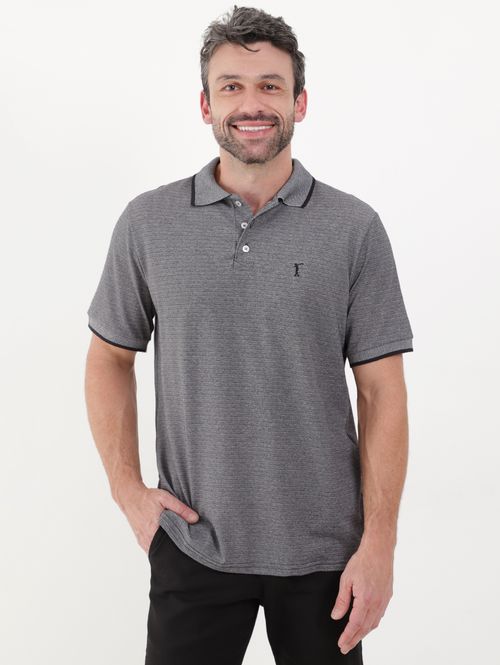 Polo Manga Curta Masculina Preto