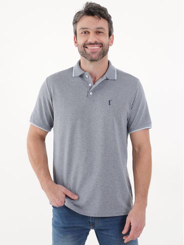 Polo Manga Curta Masculina Azul