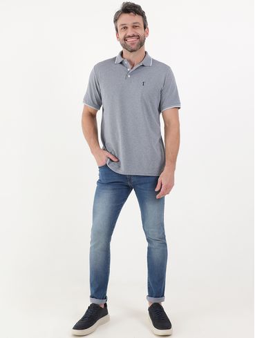 Polo Manga Curta Masculina Azul
