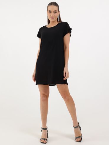 Vestido Manga Curta Autentique Feminino Preto