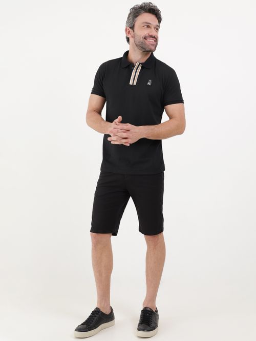 Polo Manga Curta Masculina Preto