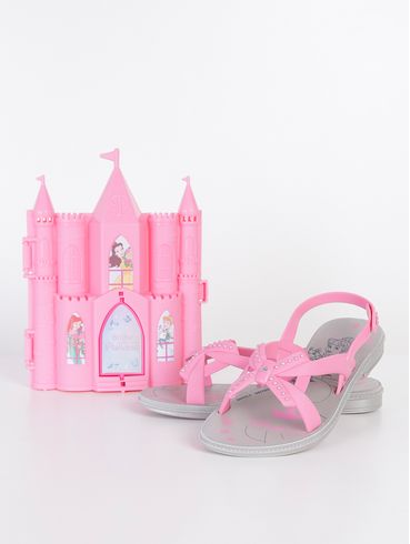 Sandália Disney Castelo Juvenil Para Menina - Cinza/Rosa