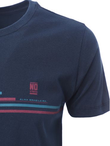 Camiseta Manga Curta  No Stress Masculina Azul Marinho