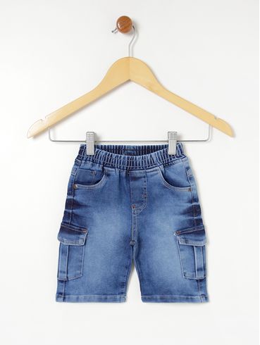 Bermuda Jeans Infantil Para Menino - Azul