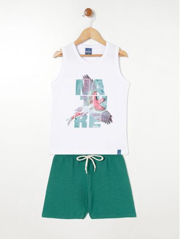Conjunto Curto Infantil- Branco/Verde