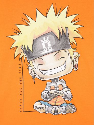 Camiseta Manga Curta Naruto Infantil Para Menino - Laranja