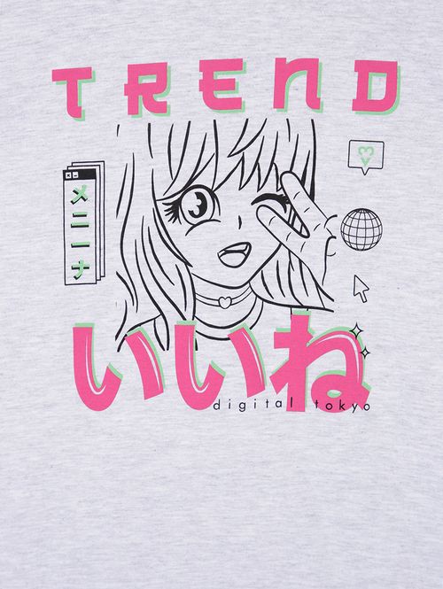 Conjunto Curto Juvenil Para Menina - Cinza/Preto