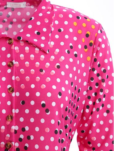 Camisa Manga 3/4 Estampada Feminina Rosa Pink