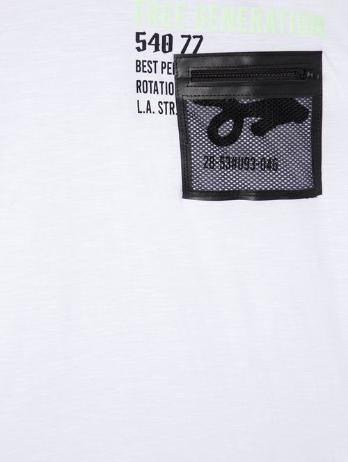 Camiseta Manga Curta Juvenil Para Menino- Branco