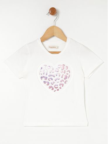 Blusa Manga Curta Infantil Para Menina - Off white