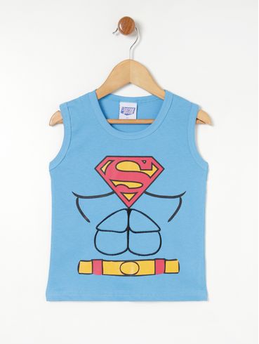 Camiseta Regata Liga da Justiça Infantil- Azul