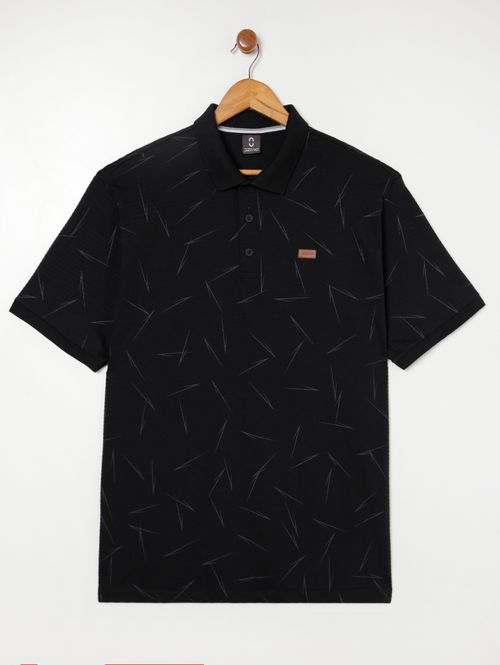 Polo Manga Curta Plus Size Masculina Preto