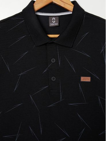 Polo Manga Curta Plus Size Masculina Preto