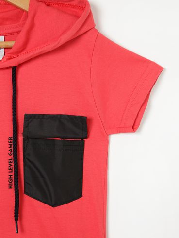 Camiseta Manga Curta  Infantil Para Menino- Vermelho