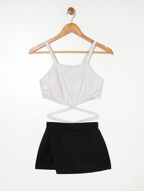 Conjunto Curto Juvenil Para Menina - Branco/Preto