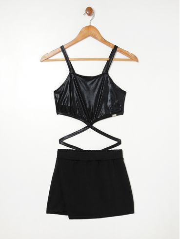 Conjunto Curto Juvenil Para Menina - Preto/Preto