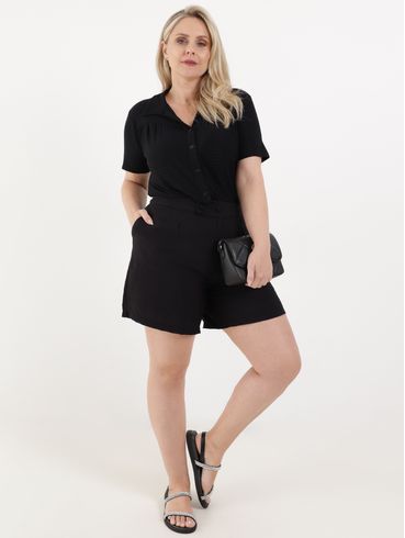 Camisa Manga Curta Autentique Plus Size Feminina Preto