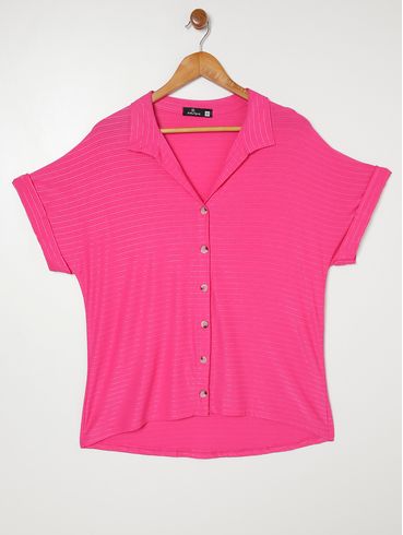 Camisa Manga Curta Autentique Plus Size Feminina Rosa Pink