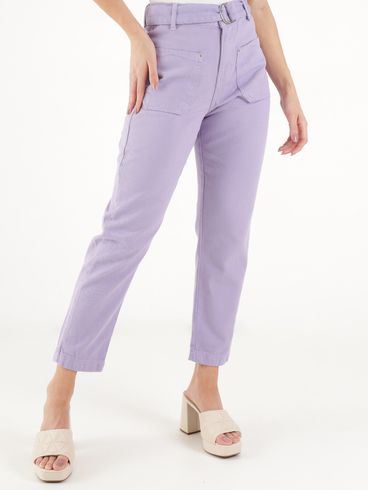 Calça Mom Sarja Feminina Lilás