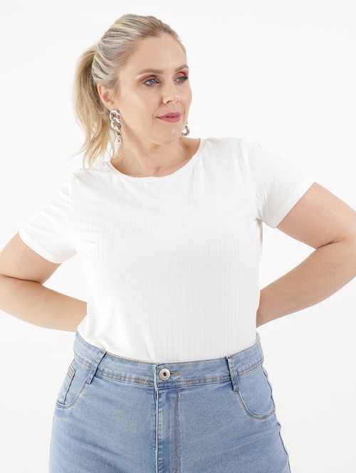 Blusa Manga Curta Autentique Plus Size Feminina Branco