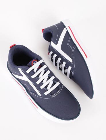 Tênis Casual Molekinho Juvenil Para Menino - Azul Marinho/Branco