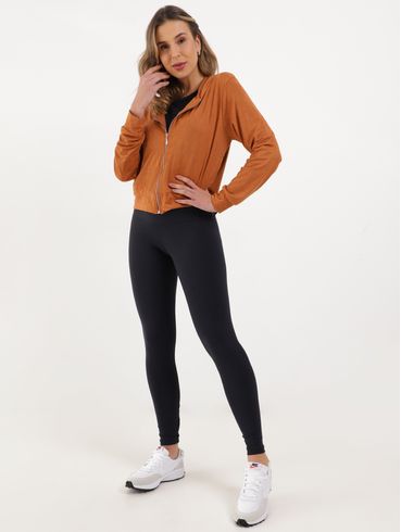 Jaqueta Suede com Capuz Autentique Feminina Caramelo Escuro