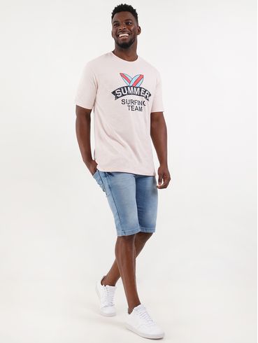 Bermuda Jeans Marmorizada Masculina Azul