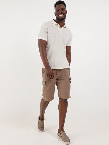 Polo Manga Curta Masculina Off white