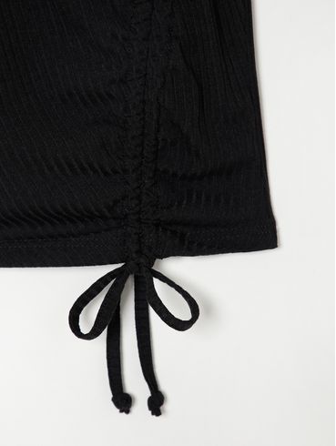 Blusa Manga Curta Canelada Juvenil Para Menina PRETO
