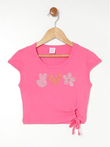 Blusa Manga Curta Juvenil Para Menina PINK