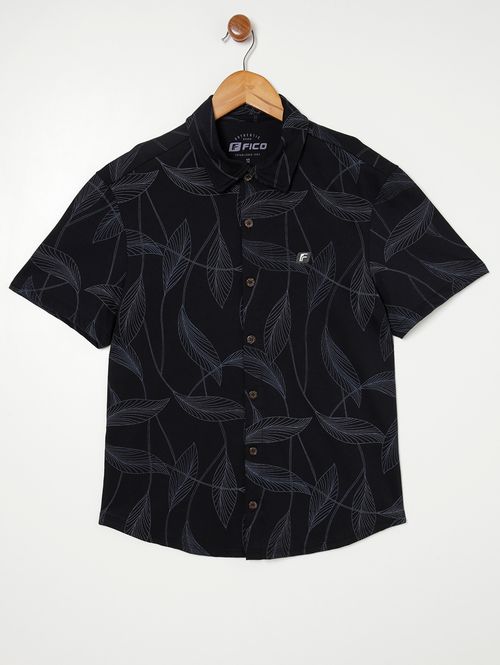 Camisa Manga Curta Estampada Juvenil Para Menino - PRETO