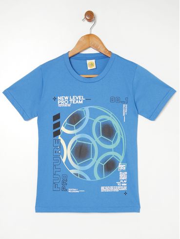 Camiseta Manga Curta Juvenil Para Menino AZUL
