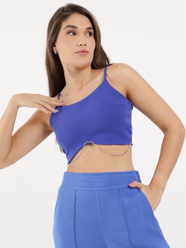 Blusa Cropped Autentique Feminina AZUL