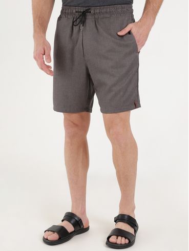 Bermuda Tecido Plano Risca de Giz Masculina Cinza