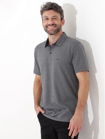Polo Manga Curta Masculina Cinza