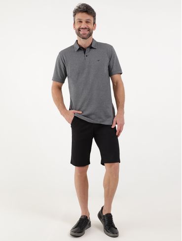 Polo Manga Curta Masculina Cinza