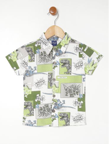 Camisa Estampada Infantil Para Menino - VERDE