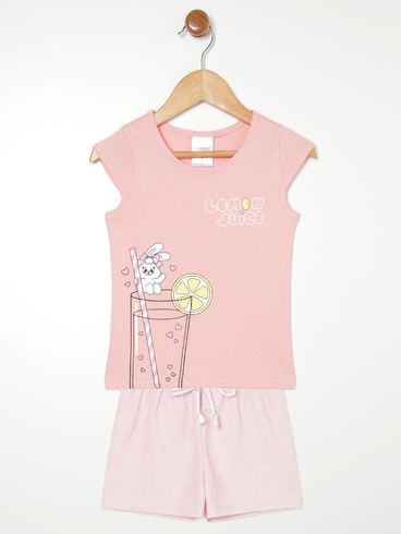 Conjunto Curto Infantil Para Bebê- ROSA