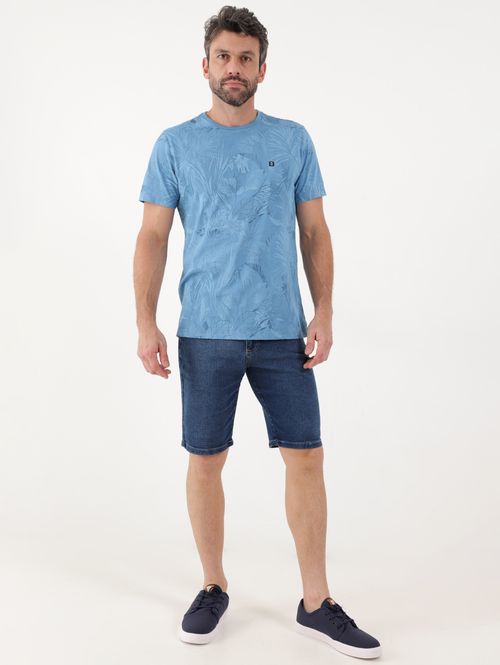 Camiseta Manga Curta Estampada Masculina Azul
