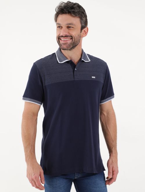 Polo Manga Curta Masculina Azul Marinho