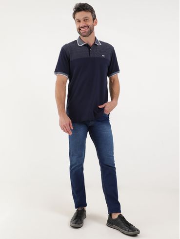 Polo Manga Curta Masculina Azul Marinho
