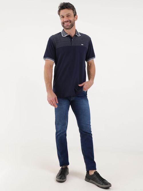 Polo Manga Curta Masculina Azul Marinho