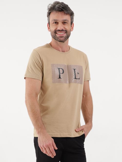 Camiseta Manga Curta Masculina Bege