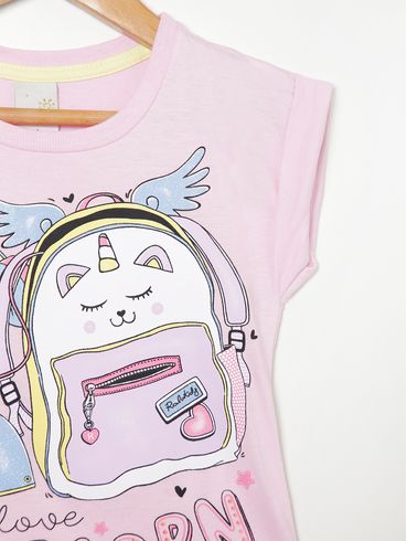 Blusa Manga Curta Infantil Para Menina ROSA