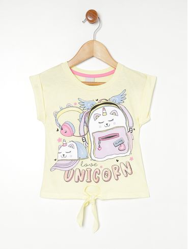 Blusa Manga Curta Infantil Para Menina AMARELO