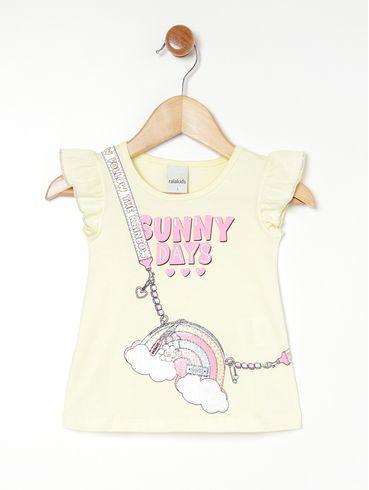 Blusa Manga Curta Infantil Para Menina AMARELO