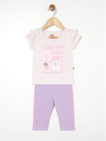 Conjunto Longo Infantil Para Menina - ROSA/LILAS
